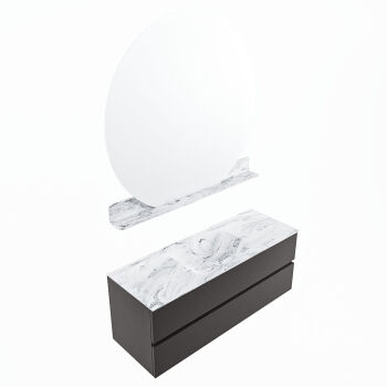 corian waschtisch set vica dlux 130 cm marmor optik becken mittig Glace VDX130Dar2LM0Gla