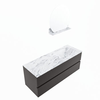 corian waschtisch set vica dlux 130 cm marmor optik becken rechts Glace VDX130Dar2LR0Gla
