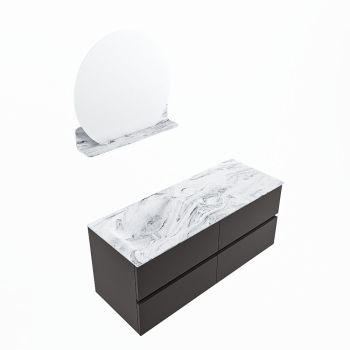 corian waschtisch set vica dlux 120 cm marmor optik becken links Glace VDX120Dar4LL0Gla