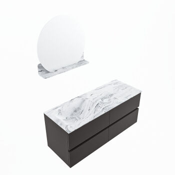 corian waschtisch set vica dlux 120 cm marmor optik becken links Glace VDX120Dar4LL1Gla