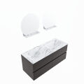 corian waschtisch set vica dlux 120 cm marmor optik doppelbecken Glace VDX120Dar4LD2Gla