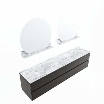 corian waschtisch set vica dlux 200 cm marmor optik doppelbecken Glace VDX200Dar4LD2Gla
