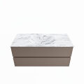 corian waschtisch set vica dlux 110 cm marmor optik becken mittig Glace VDX110Smo2LM0Gla