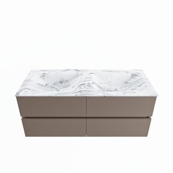 corian waschtisch set vica dlux 120 cm marmor optik doppelbecken Glace VDX120Smo4LD0Gla