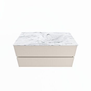 corian waschtisch set vica dlux 100 cm marmor optik becken rechts Glace VDX100Lin2LR1Gla