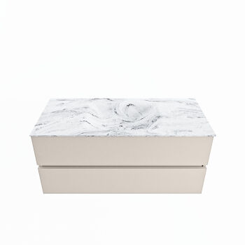 corian waschtisch set vica dlux 110 cm marmor optik becken mittig Glace VDX110Lin2LM0Gla