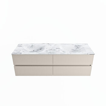 corian waschtisch set vica dlux 150 cm marmor optik doppelbecken Glace VDX150Lin4LD0Gla
