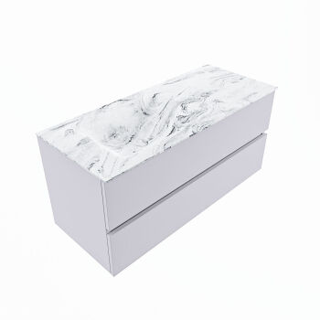 corian waschtisch set vica dlux 110 cm marmor optik becken links Glace VDX110Cal2LL1Gla