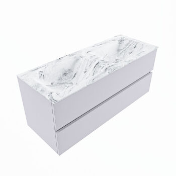 corian waschtisch set vica dlux 120 cm marmor optik doppelbecken Glace VDX120Cal2LD0Gla