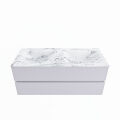corian waschtisch set vica dlux 120 cm marmor optik doppelbecken Glace VDX120Cal2LD0Gla