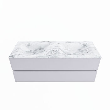 corian waschtisch set vica dlux 130 cm marmor optik doppelbecken Glace VDX130Cal2LD0Gla