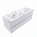 corian waschtisch set vica dlux 130 cm marmor optik doppelbecken Glace VDX130Cal2LD0Gla