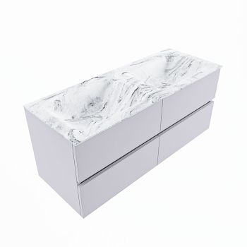 corian waschtisch set vica dlux 120 cm marmor optik doppelbecken Glace VDX120Cal4LD0Gla