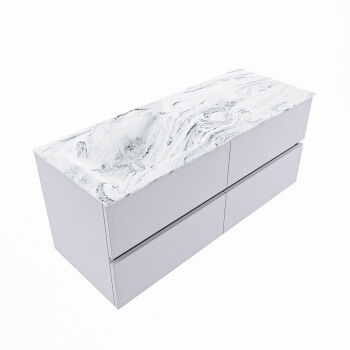 corian waschtisch set vica dlux 120 cm marmor optik becken links Glace VDX120Cal4LL1Gla
