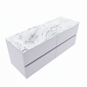 corian waschtisch set vica dlux 130 cm marmor optik becken links Glace VDX130Cal4LL0Gla