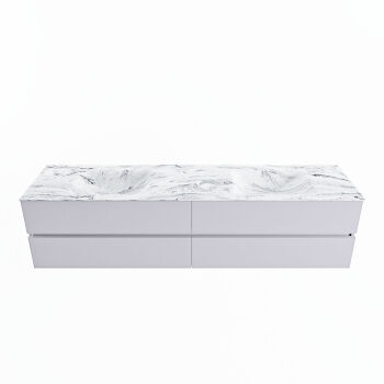 corian waschtisch set vica dlux 200 cm marmor optik doppelbecken Glace VDX200Cal4LD2Gla