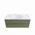 corian waschtisch set vica dlux 110 cm marmor optik becken mittig Glace VDX110Arm2LM1Gla