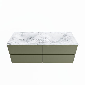 corian waschtisch set vica dlux 130 cm marmor optik doppelbecken Glace VDX130Arm4LD0Gla
