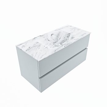 corian waschtisch set vica dlux 100 cm marmor optik becken mittig Glace VDX100Cla2LM0Gla