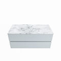 corian waschtisch set vica dlux 110 cm marmor optik becken links Glace VDX110Cla2LL0Gla
