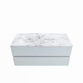 corian waschtisch set vica dlux 110 cm marmor optik becken links Glace VDX110Cla2LL1Gla