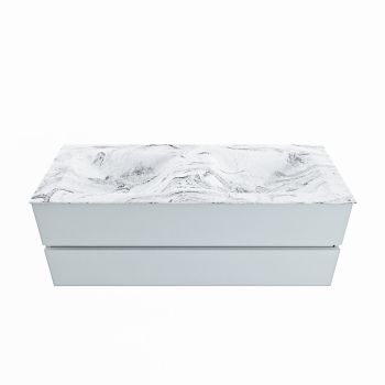 corian waschtisch set vica dlux 130 cm marmor optik doppelbecken Glace VDX130Cla2LD2Gla