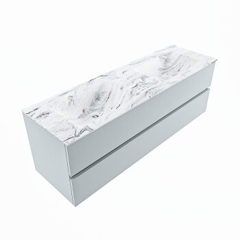 corian waschtisch set vica dlux 150 cm marmor optik doppelbecken Glace VDX150Cla2LD2Gla