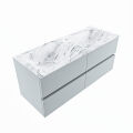 corian waschtisch set vica dlux 120 cm marmor optik doppelbecken Glace VDX120Cla4LD2Gla
