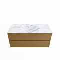 corian waschtisch set vica dlux 110 cm marmor optik becken mittig Glace VDX110Oro2LM0Gla