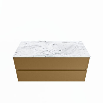 corian waschtisch set vica dlux 110 cm marmor optik becken rechts Glace VDX110Oro2LR0Gla