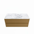 corian waschtisch set vica dlux 110 cm marmor optik becken mittig Glace VDX110Oro2LM1Gla