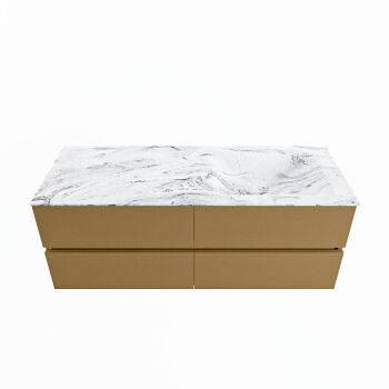 corian waschtisch set vica dlux 130 cm marmor optik becken rechts Glace VDX130Oro4LR1Gla