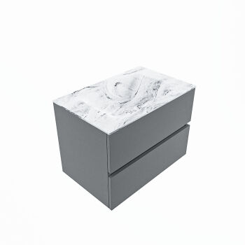 corian waschtisch set vica dlux 70 cm marmor optik becken mittig Glace VDX70Pla2LM0Gla