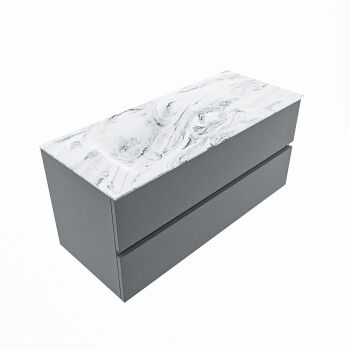 corian waschtisch set vica dlux 110 cm marmor optik becken links Glace VDX110Pla2LL0Gla