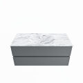 corian waschtisch set vica dlux 110 cm marmor optik becken mittig Glace VDX110Pla2LM1Gla