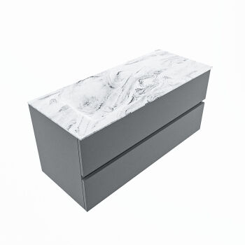 corian waschtisch set vica dlux 110 cm marmor optik becken links Glace VDX110Pla2LL1Gla