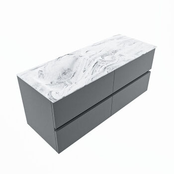 corian waschtisch set vica dlux 120 cm marmor optik becken links Glace VDX120Pla4LL0Gla