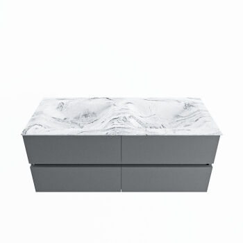corian waschtisch set vica dlux 120 cm marmor optik doppelbecken Glace VDX120Pla4LD0Gla