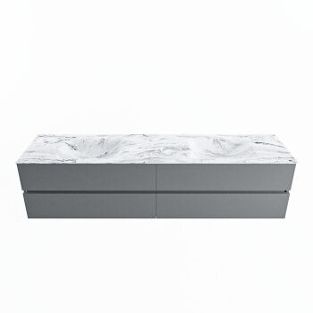 corian waschtisch set vica dlux 200 cm marmor optik doppelbecken Glace VDX200Pla4LD2Gla