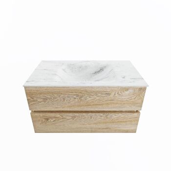 corian waschtisch set vica dlux 90 cm marmor optik becken mittig Opalo VDX90Was2LM1Opa