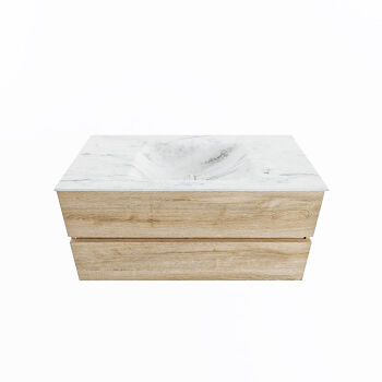 corian waschtisch set vica dlux 100 cm marmor optik becken mittig Opalo VDX100Was2LM1Opa