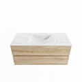 corian waschtisch set vica dlux 110 cm marmor optik becken mittig Opalo VDX110Was2LM0Opa