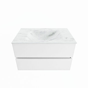 corian waschtisch set vica dlux 80 cm marmor optik becken mittig Opalo VDX80Tal2LM0Opa