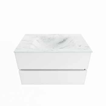 corian waschtisch set vica dlux 80 cm marmor optik becken mittig Opalo VDX80Tal2LM1Opa