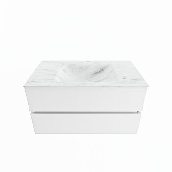 corian waschtisch set vica dlux 90 cm marmor optik becken mittig Opalo VDX90Tal2LM1Opa