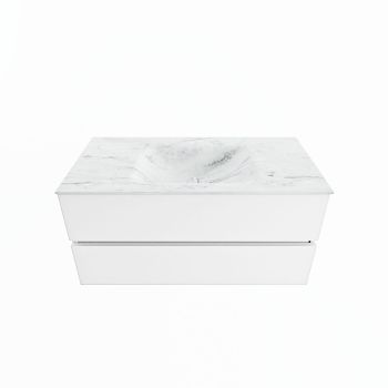 corian waschtisch set vica dlux 100 cm marmor optik becken mittig Opalo VDX100Tal2LM0Opa