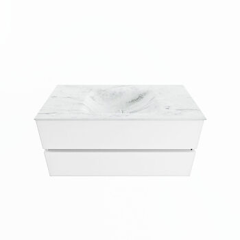 corian waschtisch set vica dlux 100 cm marmor optik becken mittig Opalo VDX100Tal2LM1Opa