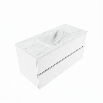 corian waschtisch set vica dlux 100 cm marmor optik becken mittig Opalo VDX100Tal2LM1Opa
