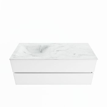 corian waschtisch set vica dlux 120 cm marmor optik becken links Opalo VDX120Tal2LL0Opa