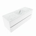 corian waschtisch set vica dlux 130 cm marmor optik becken mittig Opalo VDX130Tal2LM0Opa